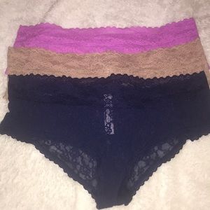 Set 3 Victoria secret lace hip huggers